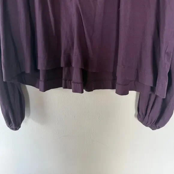 Anthropologie Maeve purple V-neck cropped oversized top Size M - Picture 5 of 10